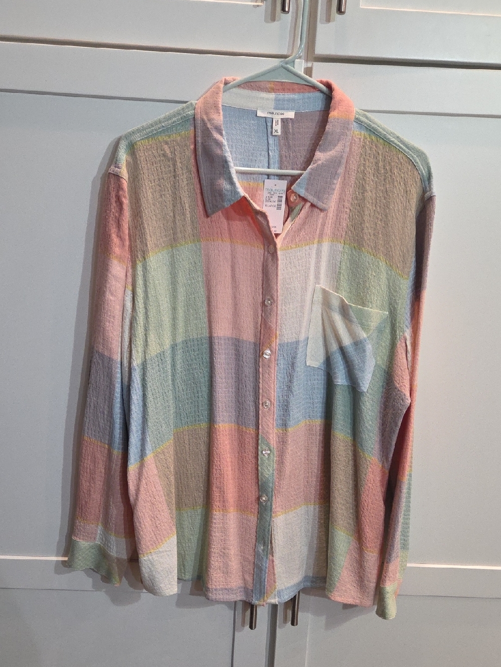 Maurices Pastel Striped Button-Up - Pink, Blue, Yellow